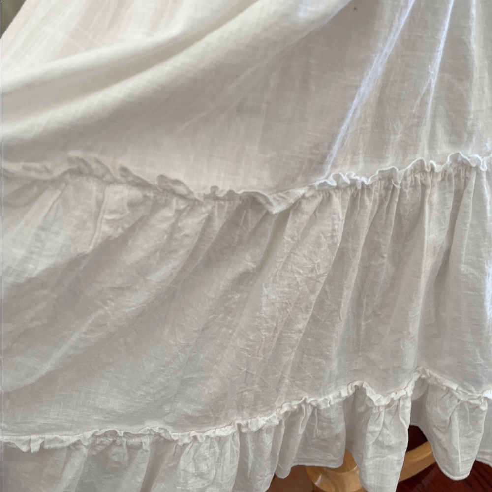 Bohemian White Lace Baby doll tiered Cotton Summer Dress adjustable straps 12 - Picture 9 of 12